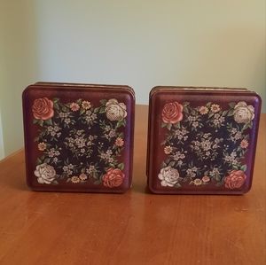 Vintage Floral Plum Empty Tins- Set of 2